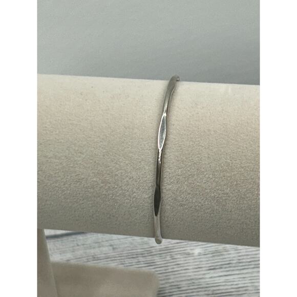 Sterling Silver 925 Modernist Swirl Cuff Bracelet with Green Malachite Cabochon - Picture 4 of 9